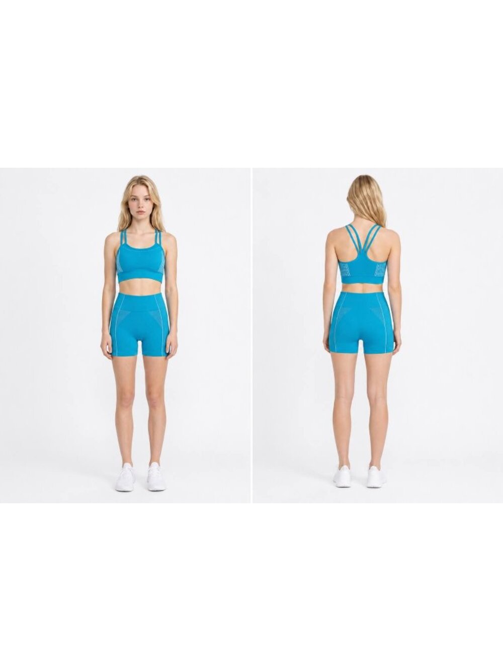 Turquoise Seamless Two Piece Workout Set Size Small